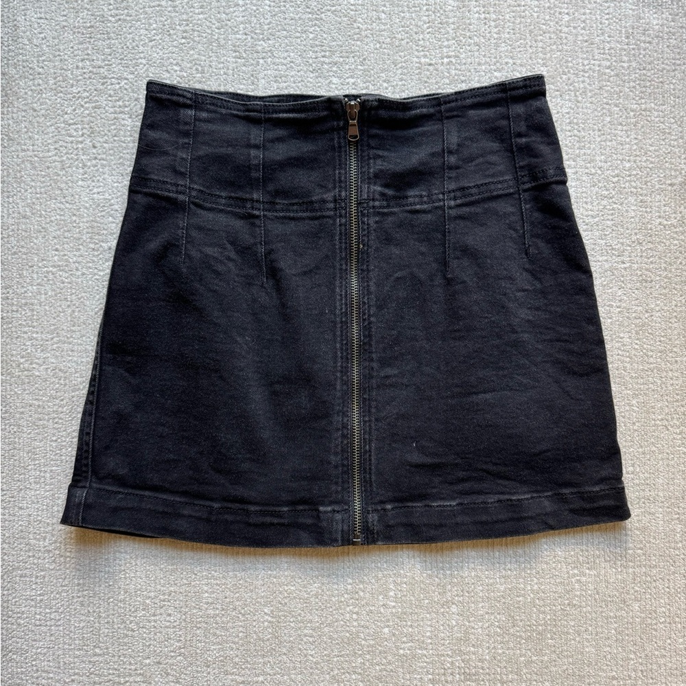 Free People Black Denim Skirt